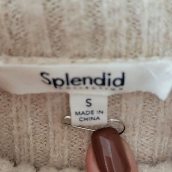 Splendid Ophelia Turtleneck Sweater S Ivory Beige NEW - Picture 8 of 9